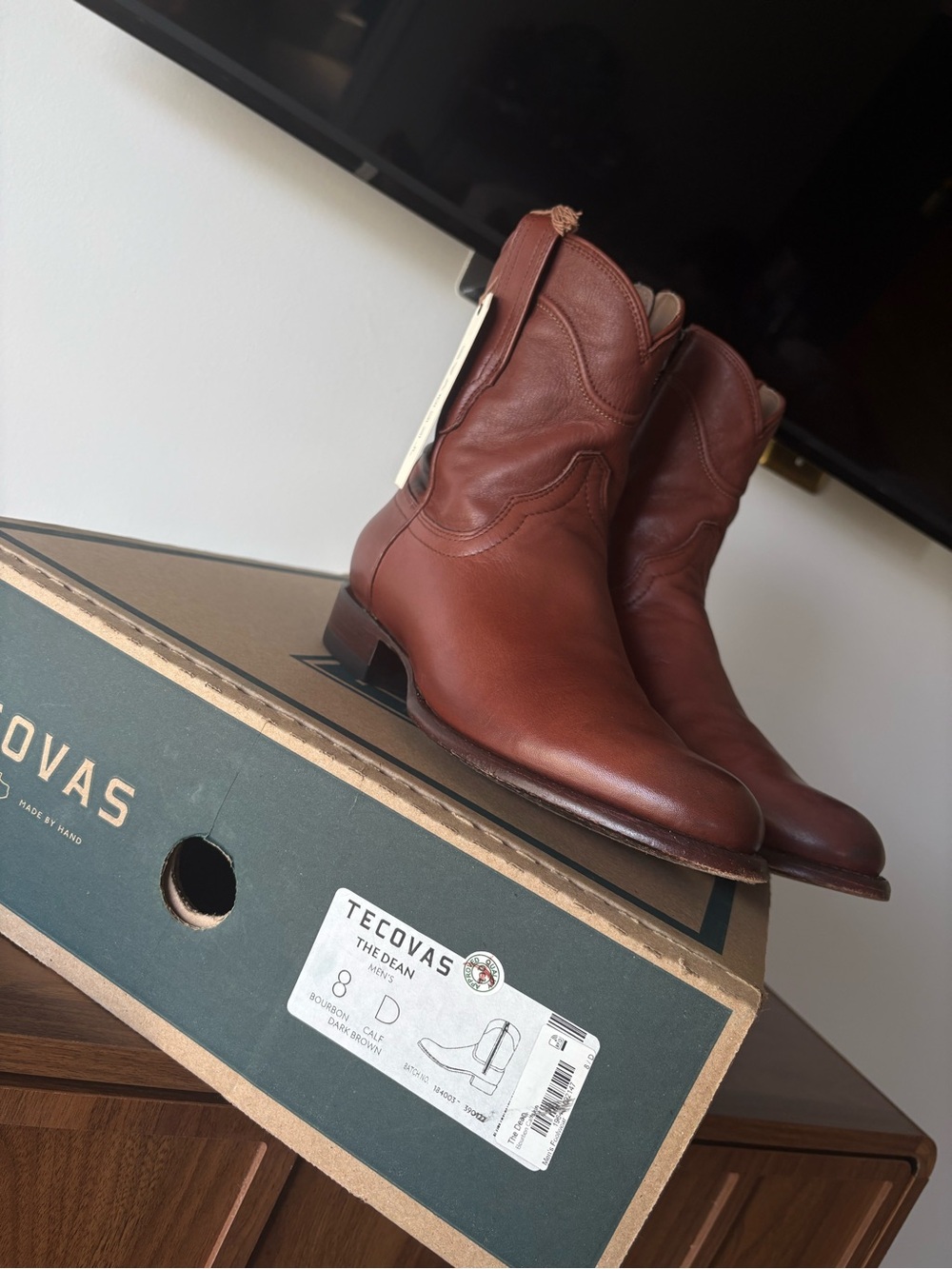 Tecovas Bourbon Brown Leather Dean Short Cowboy Boots